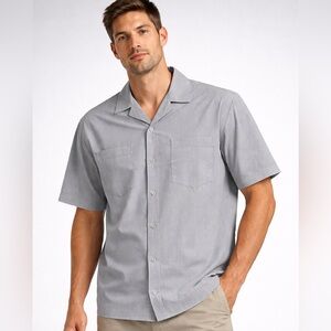 Ananke Men’s Light Gray stripes Short Sleeve Button-Up Shirt Size XXL NWT